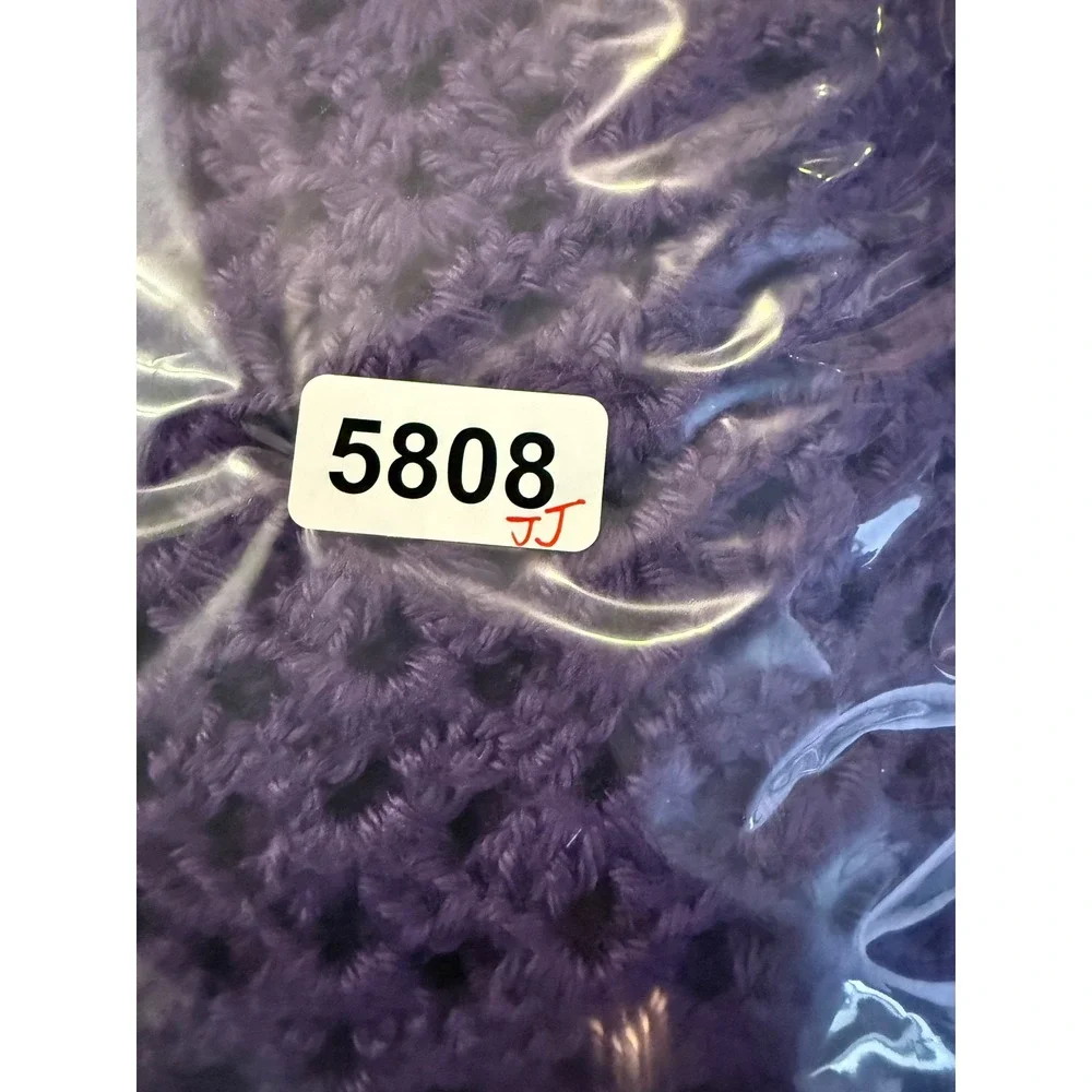 Womens Handmade 2X Vest Cardigan Purple Crochet Open Knit Ornate Clasp Boho Chic